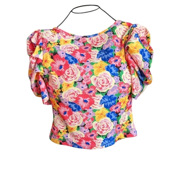 🌲🌲🌲flash sale✨ Bundle deal! Square Neck Puff Sleeve print tops size S - Picture 3 of 7